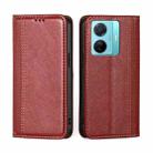 For vivo S15e/T1 Snapdragon 778G Grid Texture Magnetic Flip Leather Phone Case(Red) - 1