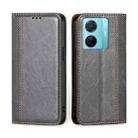 For vivo S15e/T1 Snapdragon 778G Grid Texture Magnetic Flip Leather Phone Case(Grey) - 1