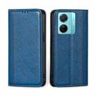 For vivo S15e/T1 Snapdragon 778G Grid Texture Magnetic Flip Leather Phone Case(Blue) - 1