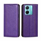 For vivo S15e/T1 Snapdragon 778G Grid Texture Magnetic Flip Leather Phone Case(Purple) - 1