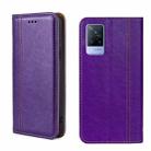 For vivo V21 4G/5G Grid Texture Magnetic Flip Leather Phone Case(Purple) - 1