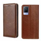 For vivo V21 4G/5G Grid Texture Magnetic Flip Leather Phone Case(Brown) - 1