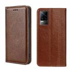 For vivo V21e 4G/Y73 2021 Grid Texture Magnetic Flip Leather Phone Case(Brown) - 1