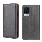 For vivo X60 Pro Global/X60 Curved Surface Grid Texture Magnetic Flip Leather Phone Case(Grey) - 1
