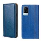 For vivo X60 Pro Global/X60 Curved Surface Grid Texture Magnetic Flip Leather Phone Case(Blue) - 1