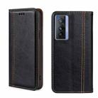 For vivo X70 Grid Texture Magnetic Flip Leather Phone Case(Black) - 1