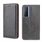 For vivo X70 Grid Texture Magnetic Flip Leather Phone Case(Grey) - 1