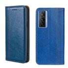 For vivo X70 Grid Texture Magnetic Flip Leather Phone Case(Blue) - 1