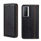 For vivo X70 Pro Grid Texture Magnetic Flip Leather Phone Case(Black) - 1