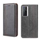 For vivo X70 Pro Grid Texture Magnetic Flip Leather Phone Case(Grey) - 1