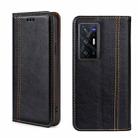 For vivo X70 Pro+ Grid Texture Magnetic Flip Leather Phone Case(Black) - 1