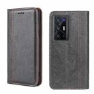 For vivo X70 Pro+ Grid Texture Magnetic Flip Leather Phone Case(Grey) - 1