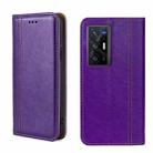 For vivo X70 Pro+ Grid Texture Magnetic Flip Leather Phone Case(Purple) - 1