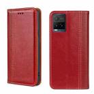 For vivo Y21/Y21s/Y33s Grid Texture Magnetic Flip Leather Phone Case(Red) - 1