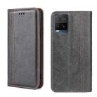 For vivo Y21/Y21s/Y33s Grid Texture Magnetic Flip Leather Phone Case(Grey) - 1