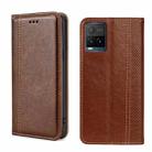 For vivo Y21/Y21s/Y33s Grid Texture Magnetic Flip Leather Phone Case(Brown) - 1