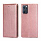 For OPPO Reno6 5G Gloss Oil Solid Color Magnetic Leather Phone Case(Rose Gold) - 1