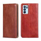 For OPPO Reno6 Pro 5G Gloss Oil Solid Color Magnetic Leather Phone Case(Brown) - 1