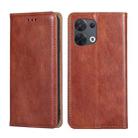 For OPPO Reno8 5G Gloss Oil Solid Color Magnetic Leather Phone Case(Brown) - 1