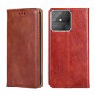 For OPPO Realme Narzo 50A Gloss Oil Solid Color Magnetic Leather Phone Case(Brown) - 1