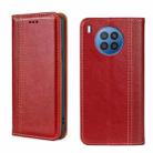 For Huawei nova 8i Grid Texture Magnetic Flip Leather Phone Case(Red) - 1