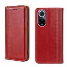For Huawei nova 9 Grid Texture Magnetic Flip Leather Phone Case(Red) - 1