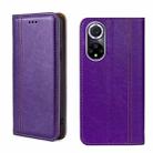 For Huawei nova 9 Grid Texture Magnetic Flip Leather Phone Case(Purple) - 1