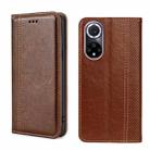 For Huawei nova 9 Grid Texture Magnetic Flip Leather Phone Case(Brown) - 1