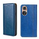 For Honor 50 Grid Texture Magnetic Flip Leather Phone Case(Blue) - 1