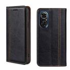 For Honor 50 SE Grid Texture Magnetic Flip Leather Phone Case(Black) - 1