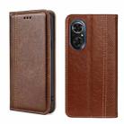 For Honor 50 SE Grid Texture Magnetic Flip Leather Phone Case(Brown) - 1