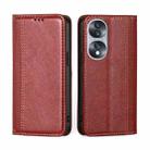 For Honor 70 Grid Texture Magnetic Flip Leather Phone Case(Red) - 1