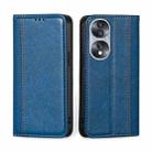 For Honor 70 Grid Texture Magnetic Flip Leather Phone Case(Blue) - 1