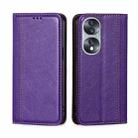 For Honor 70 Grid Texture Magnetic Flip Leather Phone Case(Purple) - 1