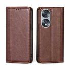 For Honor 70 Grid Texture Magnetic Flip Leather Phone Case(Brown) - 1