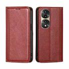 For Honor 70 Pro/70 Pro+ Grid Texture Magnetic Flip Leather Phone Case(Red) - 1