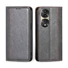 For Honor 70 Pro/70 Pro+ Grid Texture Magnetic Flip Leather Phone Case(Grey) - 1