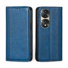 For Honor 70 Pro/70 Pro+ Grid Texture Magnetic Flip Leather Phone Case(Blue) - 1