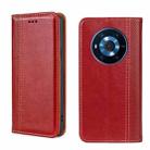 For Honor Magic3 Grid Texture Magnetic Flip Leather Phone Case(Red) - 1