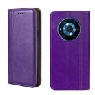 For Honor Magic3 Grid Texture Magnetic Flip Leather Phone Case(Purple) - 1