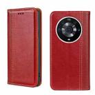 For Honor Magic3 Pro Grid Texture Magnetic Flip Leather Phone Case(Red) - 1