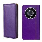 For Honor Magic3 Pro Grid Texture Magnetic Flip Leather Phone Case(Purple) - 1