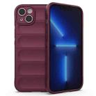 For iPhone 14 Plus Magic Shield TPU + Flannel Phone Case (Wine Red) - 1