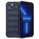 For iPhone 14 Plus Magic Shield TPU + Flannel Phone Case (Dark Blue) - 1