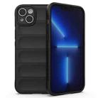 For iPhone 14 Plus Magic Shield TPU + Flannel Phone Case (Black) - 1