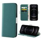 For iPhone 12 / 12 Pro Candy Color Litchi Texture Leather Phone Case(Dark Green) - 1