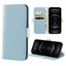 For iPhone 12 / 12 Pro Candy Color Litchi Texture Leather Phone Case(Light Blue) - 1