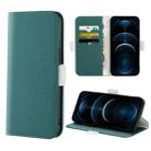 For iPhone 12 Pro Max Candy Color Litchi Texture Leather Phone Case(Dark Green) - 1