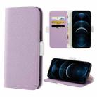 For iPhone 12 Pro Max Candy Color Litchi Texture Leather Phone Case(Light Purple) - 1