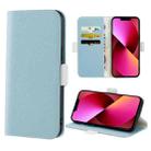 For iPhone 13 Candy Color Litchi Texture Leather Phone Case(Light Blue) - 1